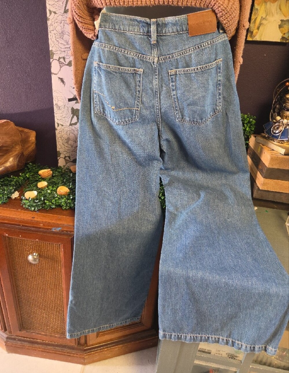 Free People -The Stride - Wide Leg Jeans In Walk Away Blue Sz 28 - Picture 6 of 9